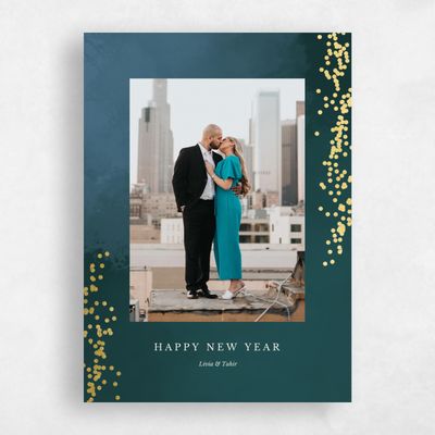 Blue Standard Holiday Card - Tesoro Foil