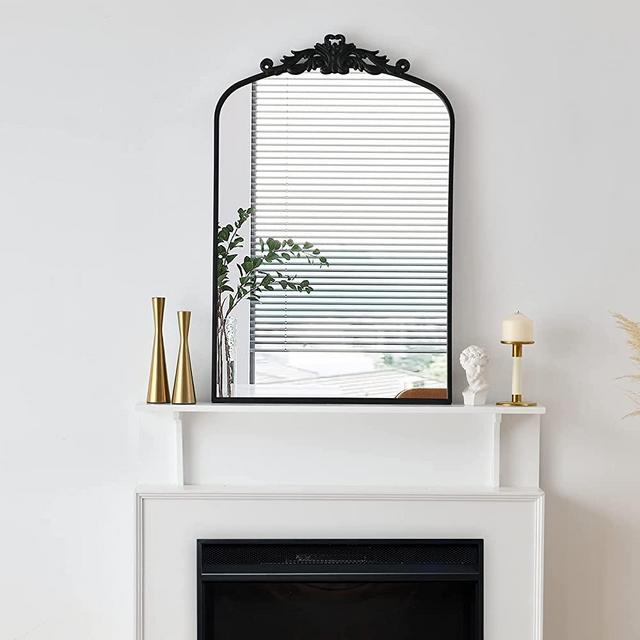 Hafomcel Arendahl Traditional Arch Mirror,Vintage Decorative Wall Mirror,36 x 24,Black,Antique Arched Wall Mirror with Metal Frame