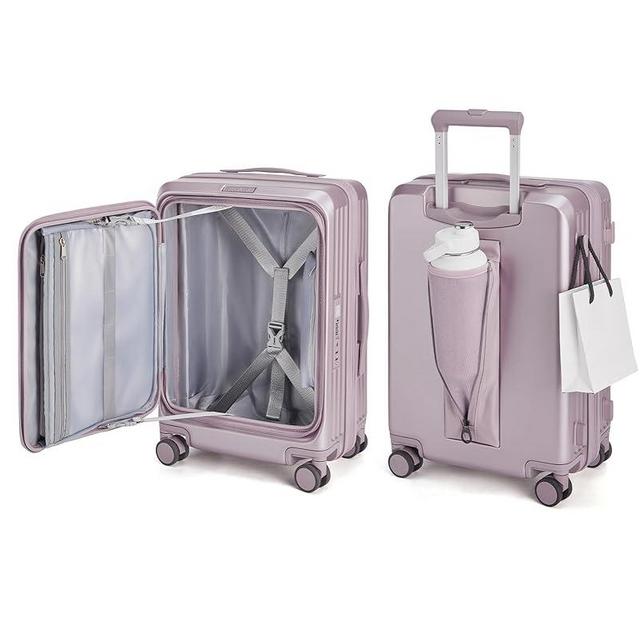 BAGSMART Top Opening Carry On Luggage 22x14x9 Airline Approved with TSA Lock, Expandable 20 Inch Deep Compartment Hard Shell Suitcases with Double Spinner Wheels, Purple