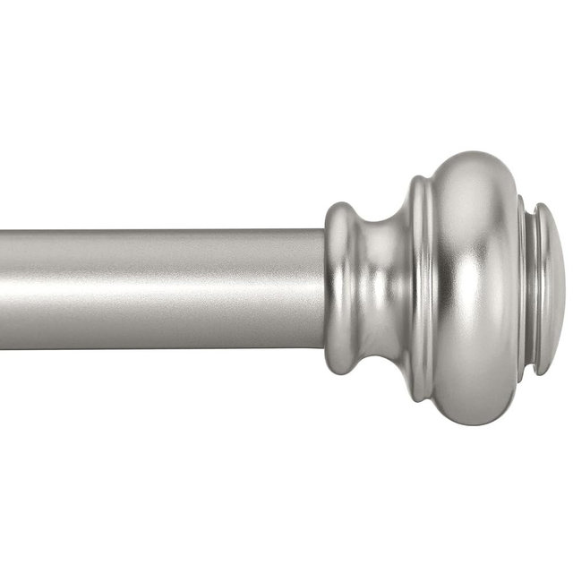 SIMEWIN Heavy Duty Curtain Rods for Windows 48 to 84 Inches, Silver Curtain Rods for Bedroom, Living Room, Patio, Kitchen, Adjustable with Classic Finials