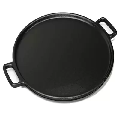 Home-Complete 14-Inch Cast Iron Pizza Pan in Black