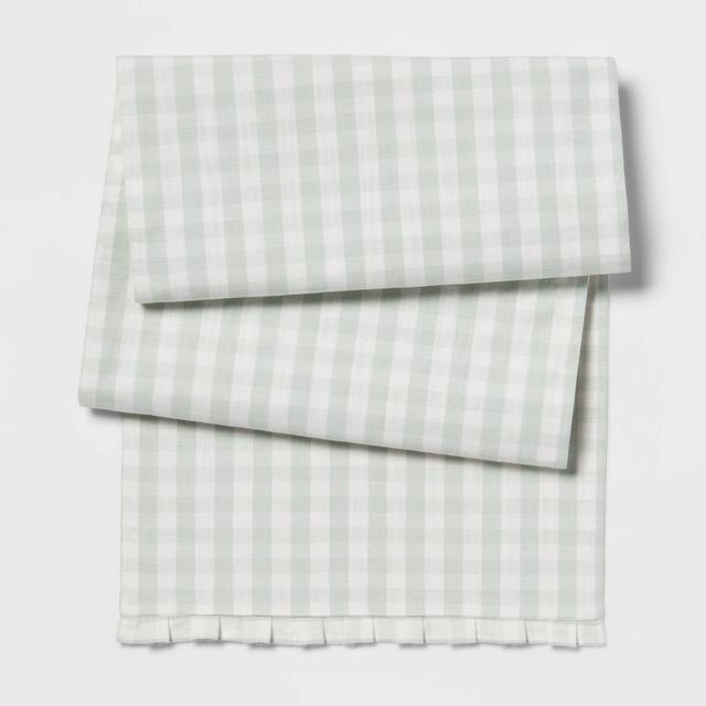 72" x 14" Cotton Gingham Kitchen Table Runner Green - Threshold™