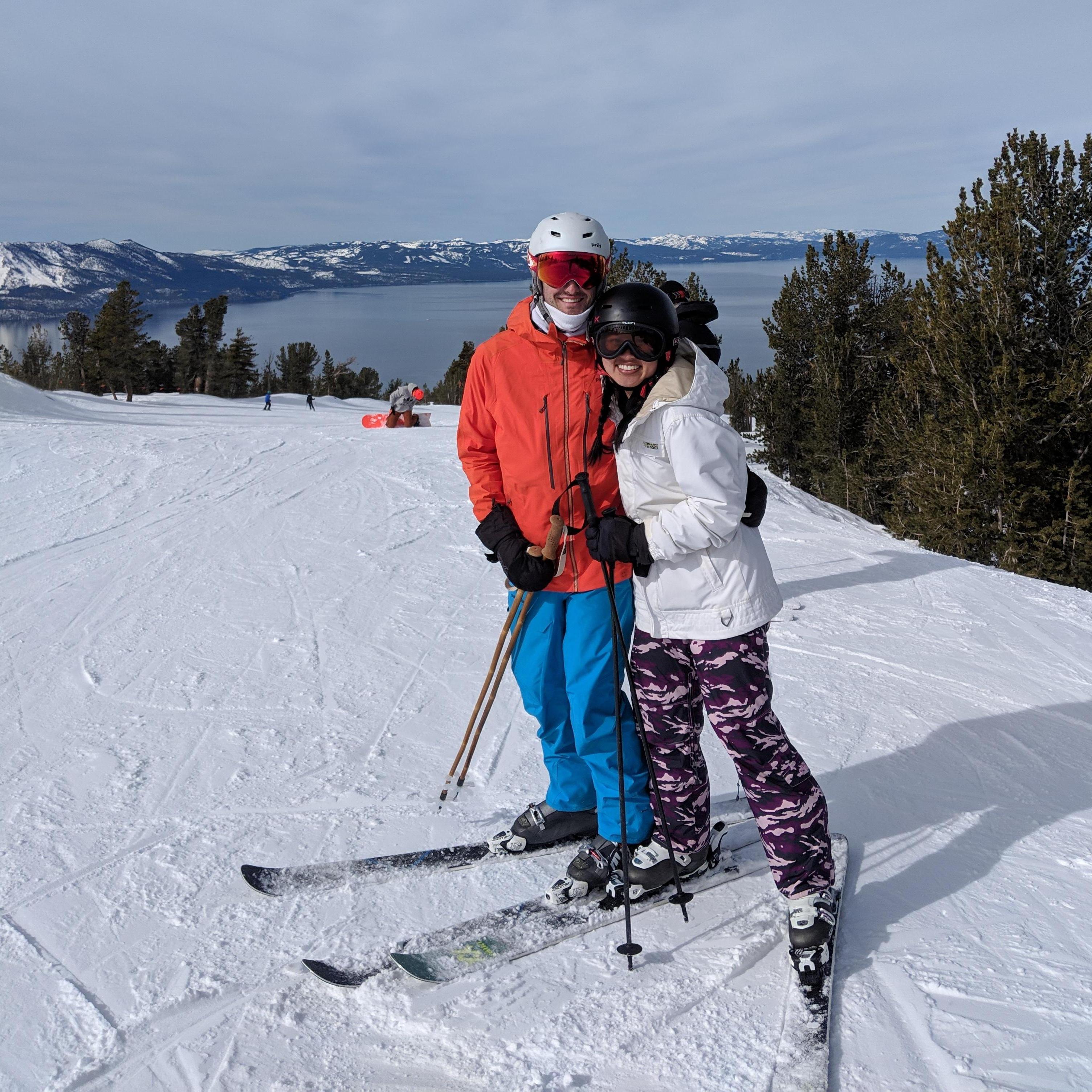 Skiing in Tahoe - when Gloria realized Cort was infinite times better than her at skiing.