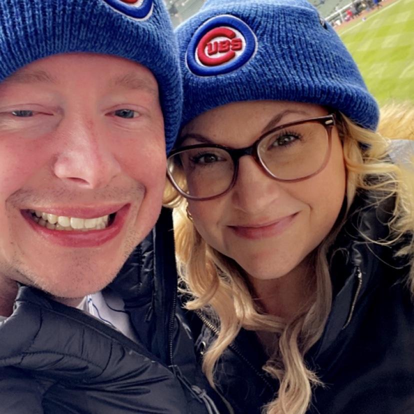 Cubs game in Chicago on the trip we got engaged!!