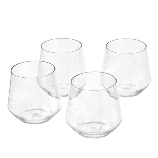 Amazon Basics Tritan Stemless Wine Glasses - 14-Ounce, Set of 4