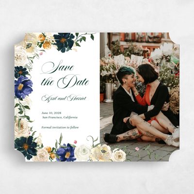 White Ticket Wedding Save the Date - Moderna Photo