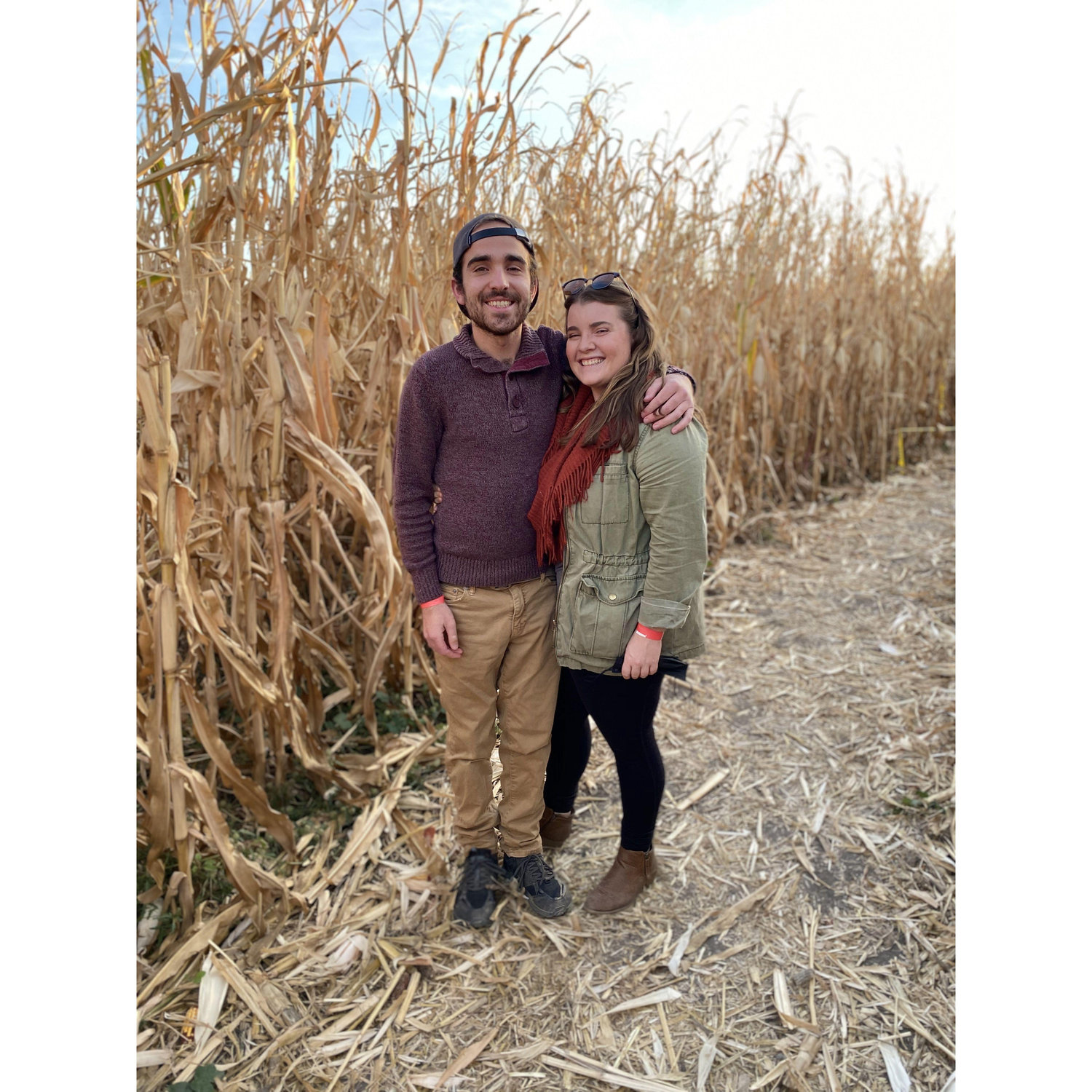 We balanced the phone on a corn stalk for this and had to set the timer... it was very tricky HAHA (2020)