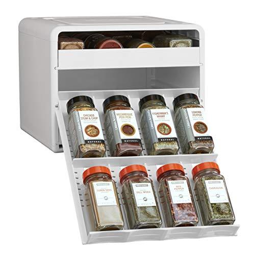 YouCopia 50166 SpiceStack Adjustable Spice Rack Organizer, New, White