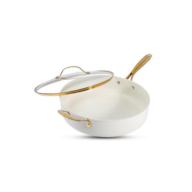 Gotham Steel Natural Collection Ceramic Coating Non-Stick 5.5 Qt Deep Saute Pan with Lid and Gold-Tone Handle