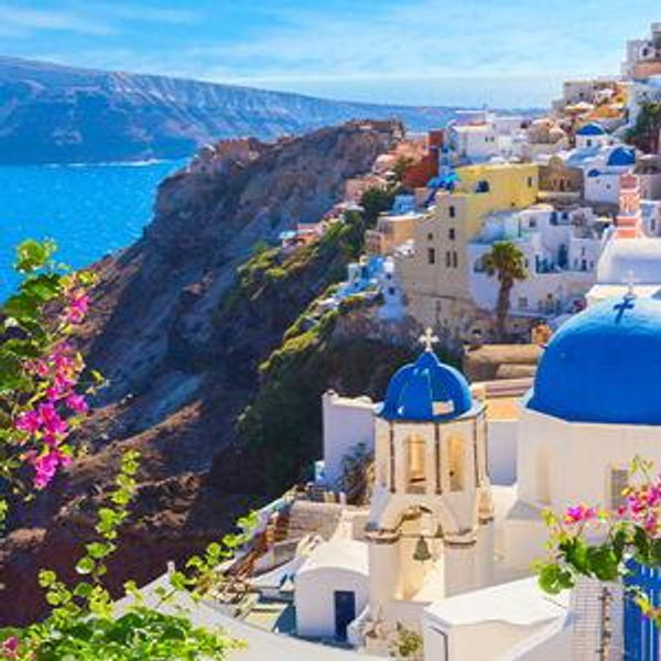 Our First Dinner in Santorini, Greece
