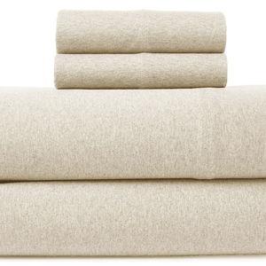 Road Trip America Jersey Sheets Queen Set - Cotton (4 Pieces) All Seasonal Deep Pockets Soft Cozy Knit Stretchy Bed Sheets - Hotel and Residential Quality (Oatmeal, Queen)