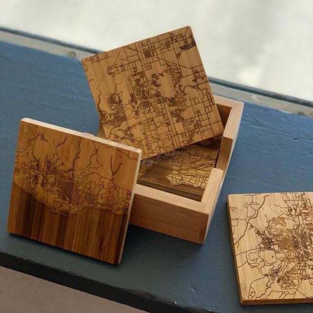 Map Coasters, Custom Map Coasters, Square Map Coasters, Coasters with holder, Gift ideas, Map gifts, Custom city coaster, Coaster set