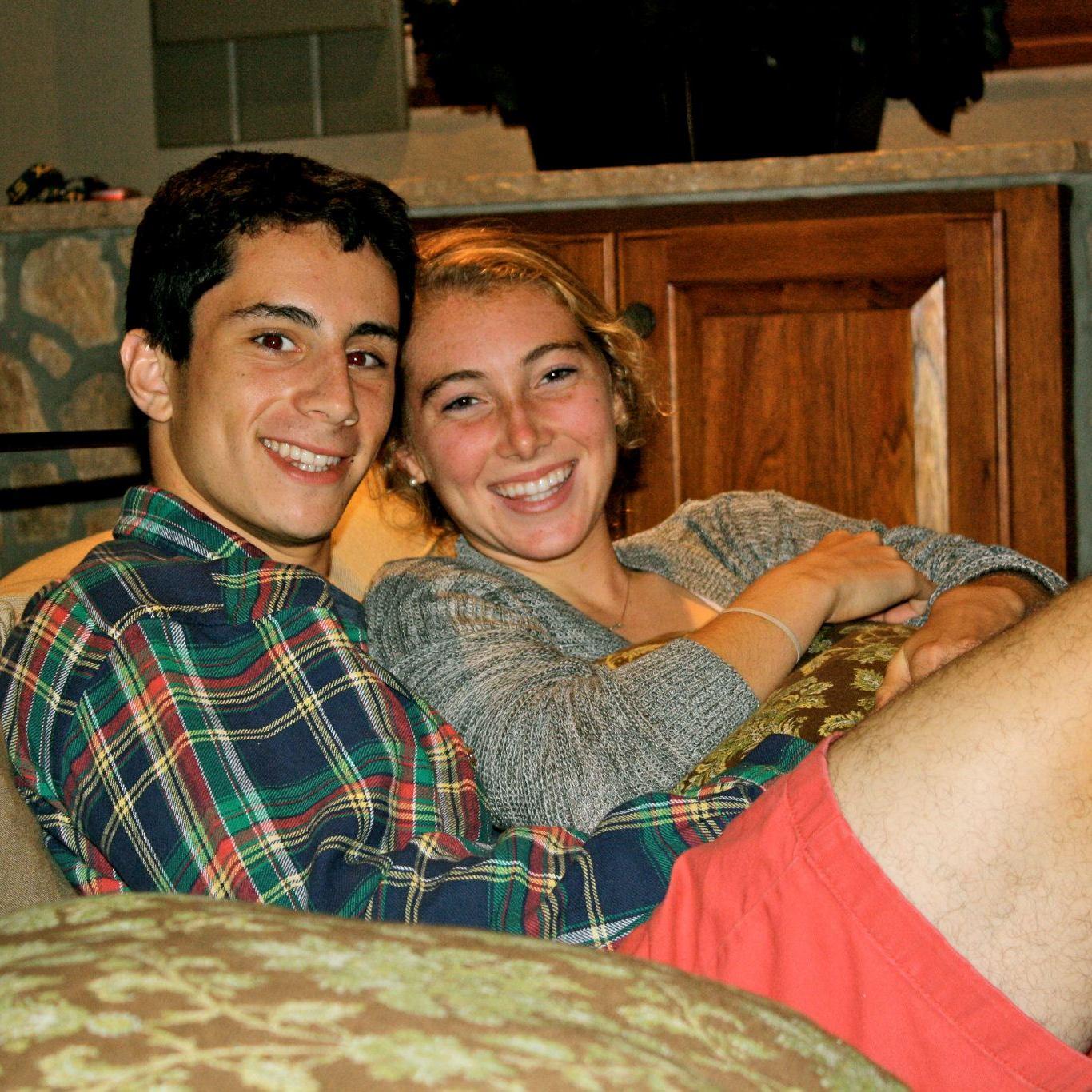 2012 - Cuddling up by the fire. Not pictured - great s'mores!