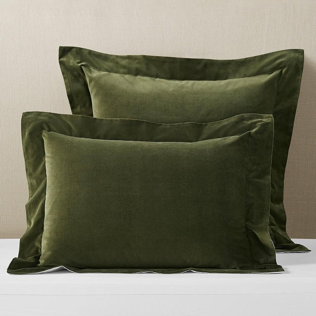 Classic Velvet Sham, King, Moss