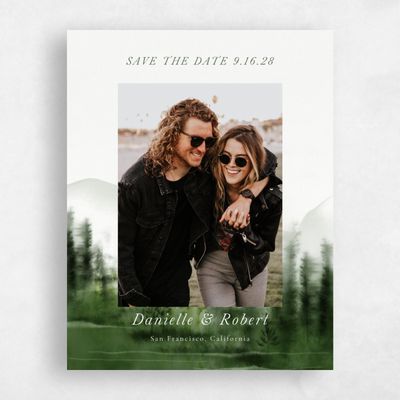 Dark Olive, Green Wedding Save the Date - Grove Photo