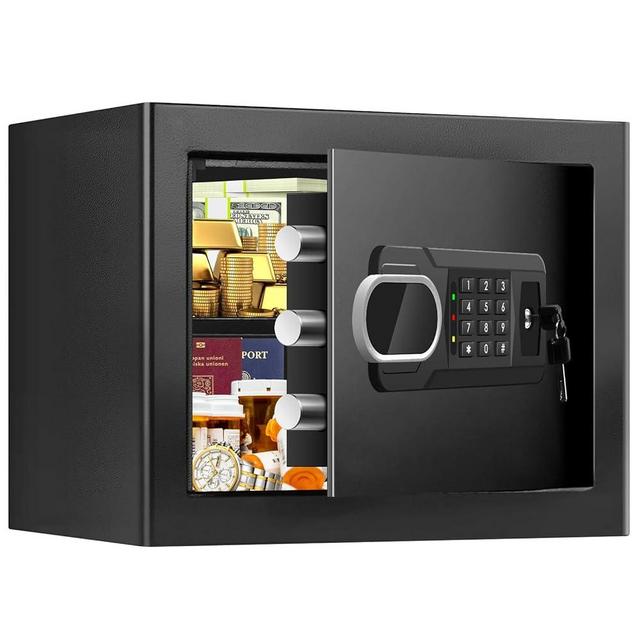 1.2 Cuft Small Fire Safe Box for Home Use, Personal Fire Safety Box with Electronic Keypad, Spare Keys and Removable Shelf, Steel Fireproof Document Safe Box for Money Cash Valuables