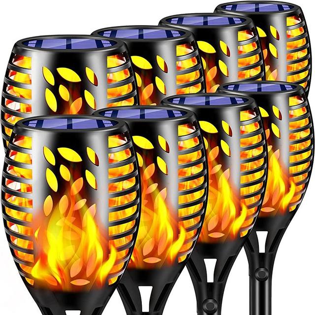 TomCare 8 Pack Solar Lights Outdoor Flickering Flames Solar Torches Lights Outdoor Solar Landscape Landscape Decoration Lighting Dusk to Dawn Auto On/Off Pathway Lights for Garden Patio Driveway