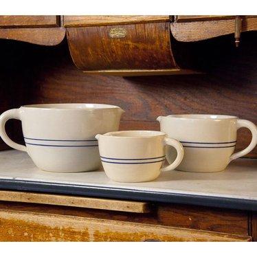 Heritage Blue Stripe Stoneware Batter Bowls- 7 cup