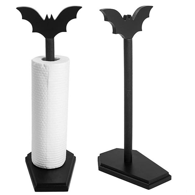 SEREIINO Bat Paper Towel Holder - Halloween Decor for Kitchen and Bathroom - Gothic Home Decor for Oddities and Curiosities - Goth Accessories for Countertop Stand - Witchy Gifts for Women