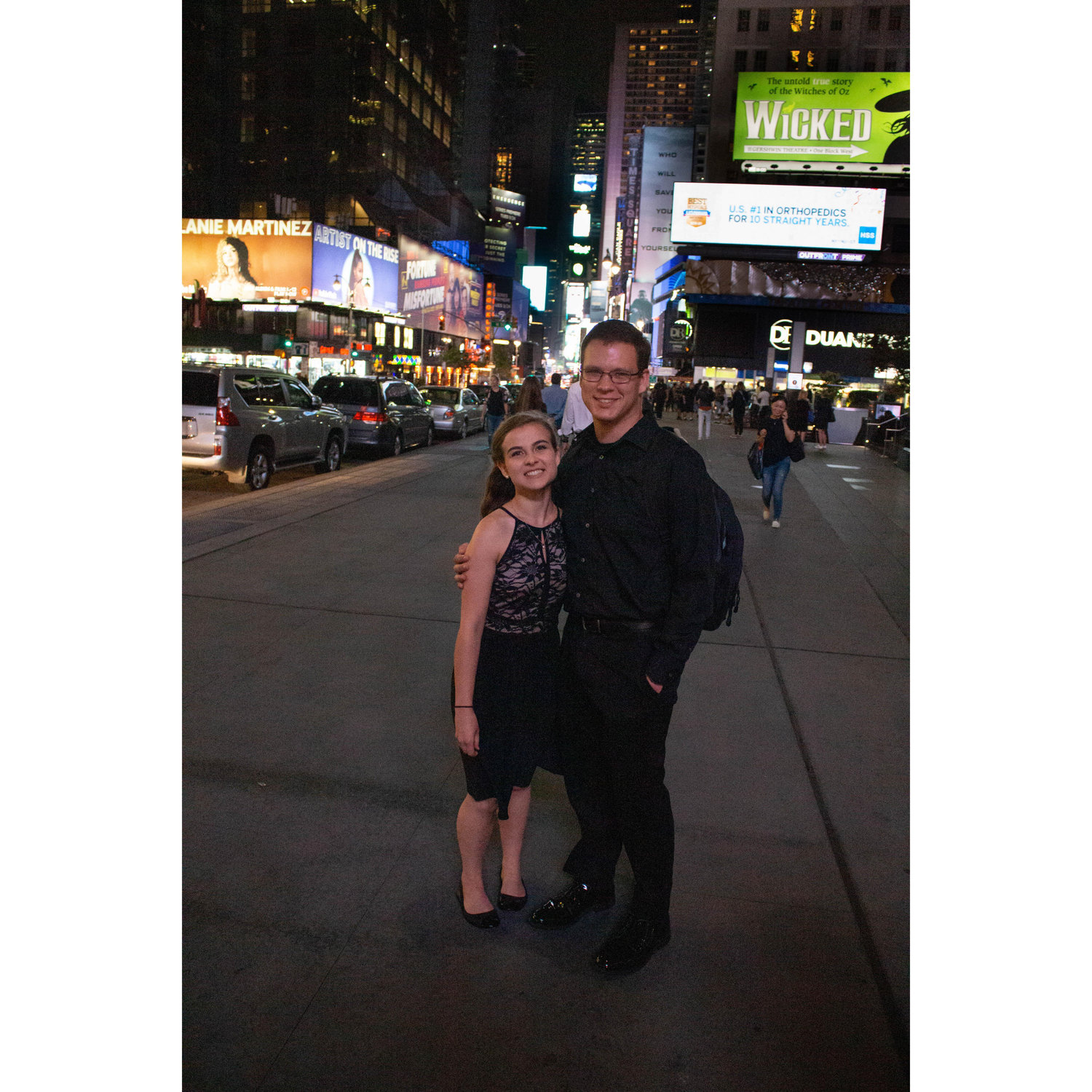 At Times Square right after seeing Wicked on Broadway!