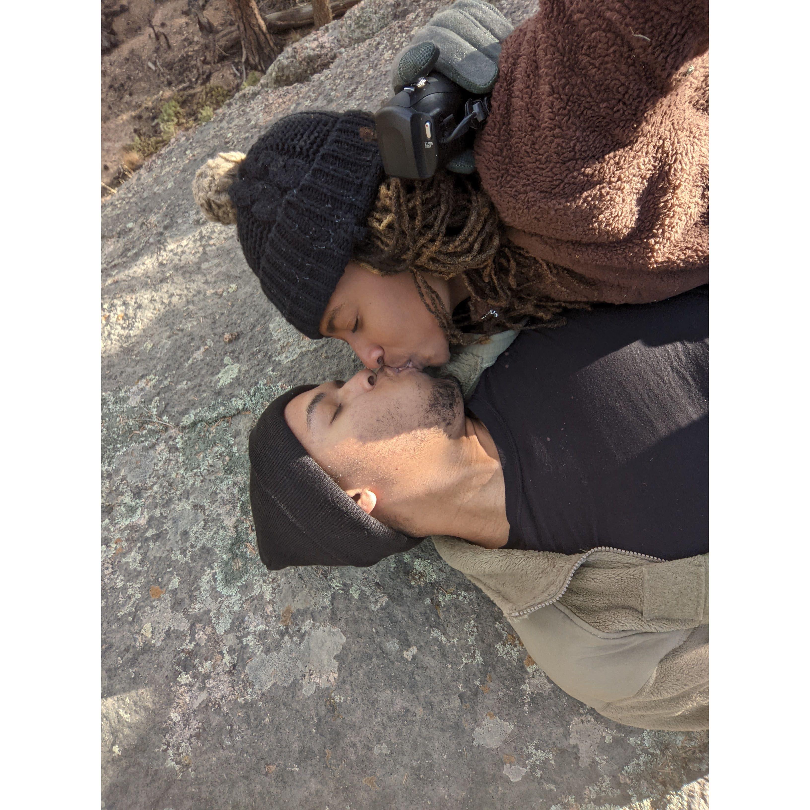 A kiss in the Mile high city after almost getting lost