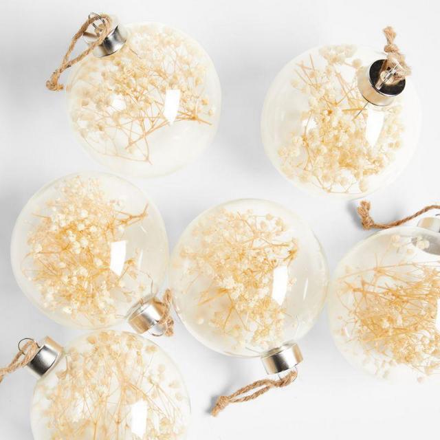Sweetie Baby's Breath Christmas Ornaments by Leanne Ford, Set of 6