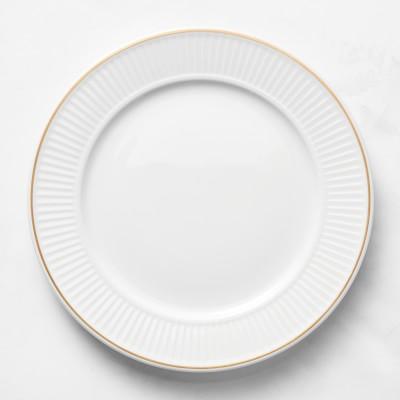 Pillivuyt Plisse Gold Porcelain Dinner Plates, Set of 4