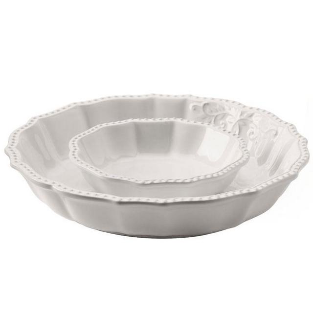 Modern Farmhouse Home Collection™ Embossed 2-Piece Shallow Serving Bowl Set in White