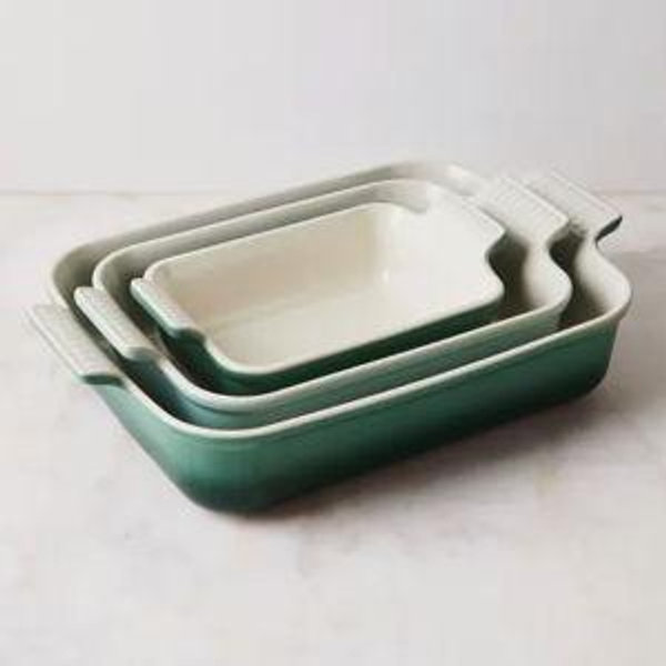 Le Creuset Heritage Stoneware Rectangular Bakers, Set of 3 - Artichaut