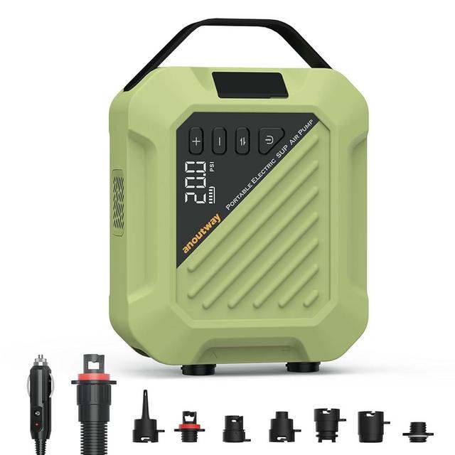 Rechargeable 20PSI SUP Pump The Jungle -Quick Portable SUP Air Pump,Electric Paddle Board Pump Auto-Off &12V DC Car Connector for Inflatable Paddle Boards, Boats, Inflators