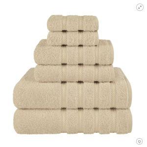 American Soft Linen Luxury Turkish 6 Piece Towel Set, 100% Cotton Soft Absorbent Bath Towels for Bathroom