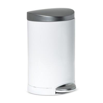 6L Semi-Round Step Open Trash White/Steel - simplehuman