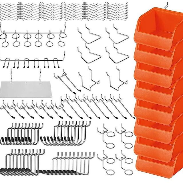 HORUSDY 150-Piece Pegboard Hooks Assortment, Pegboard Accessories with Pegboard Bins for Organizing Various Tools