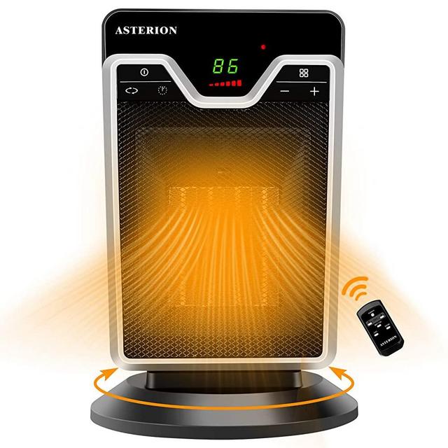 Ceramic Space Heater,ASTERION 1500W Portable Oscillating Electric Heater with Adjustable Thermostat Remote,Personal Office Heater with Timer Overheat Tip-over Small Safe Heater for Indoor Home Bedroom
