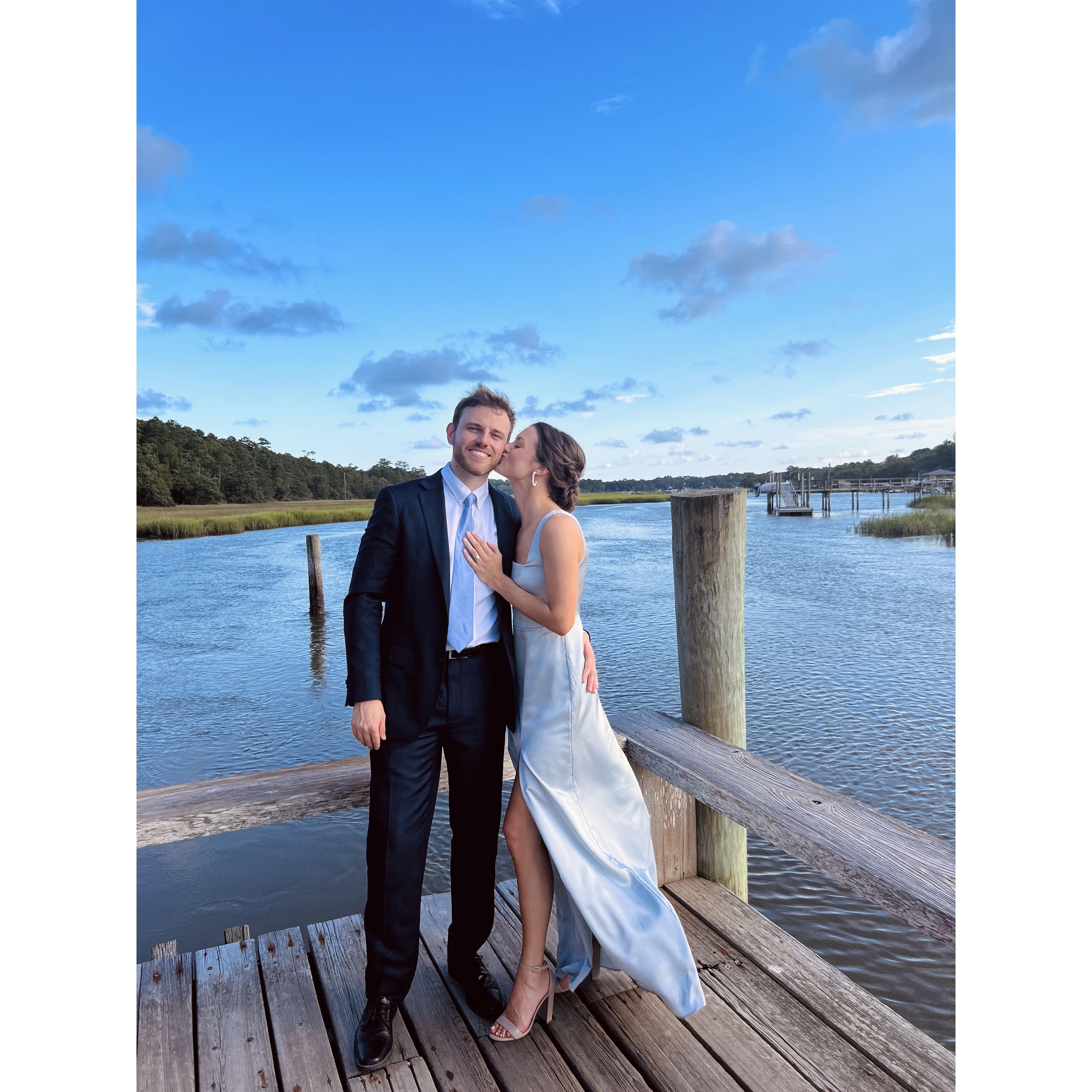 Coming full circle - attending our first wedding as an engaged couple.
