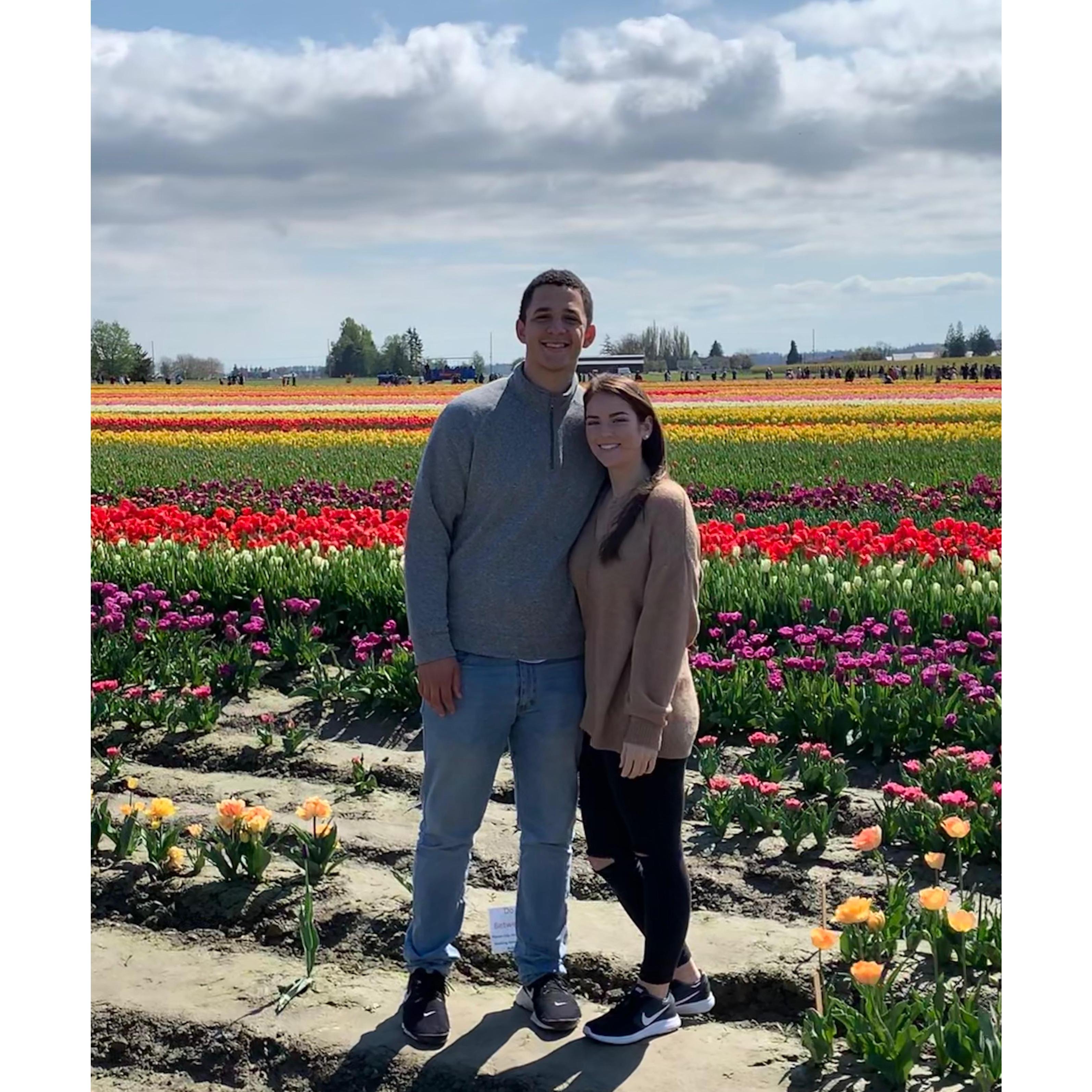 Tulip Festival, after R moved back to Washington - no more distance! 2019