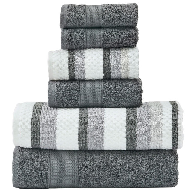 Modern Threads Pax 100% Cotton 6-pc Jacquard Towel Set, Coal