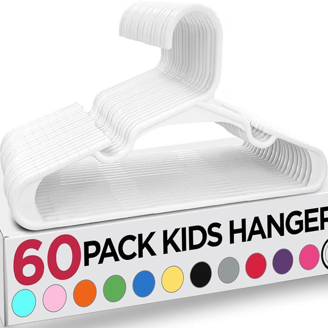 Utopia Home 60 Pack Kids Hangers - 11.5 Inch Plastic Baby Hangers for Closet - Childrens Hanger for Clothes & Infant Hanger for Closet (White)