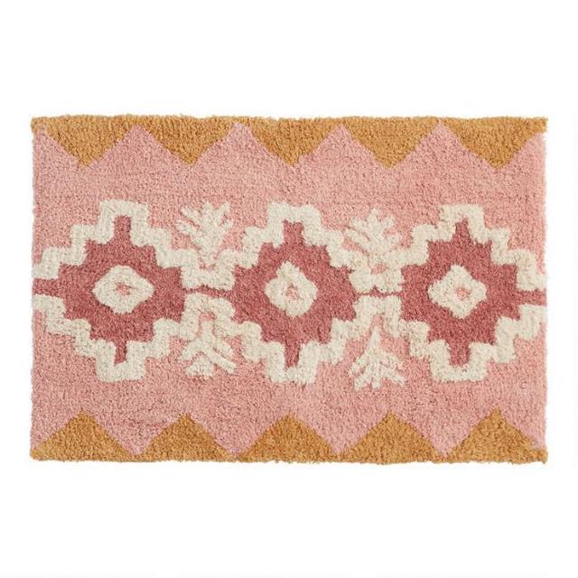 Blush and Mustard Southwestern Tufted Bath Mat