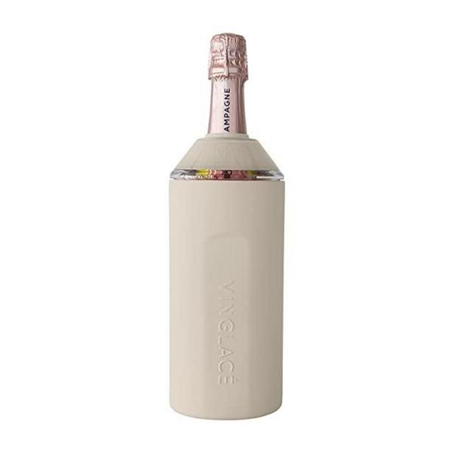 Vinglace Wine Chiller - Portable Insulator Sleeve For Champagne and Wine Bottles - Double Walled with Stainless Steel and Glass - Perfect Gifts for Wine Lovers (Sand)