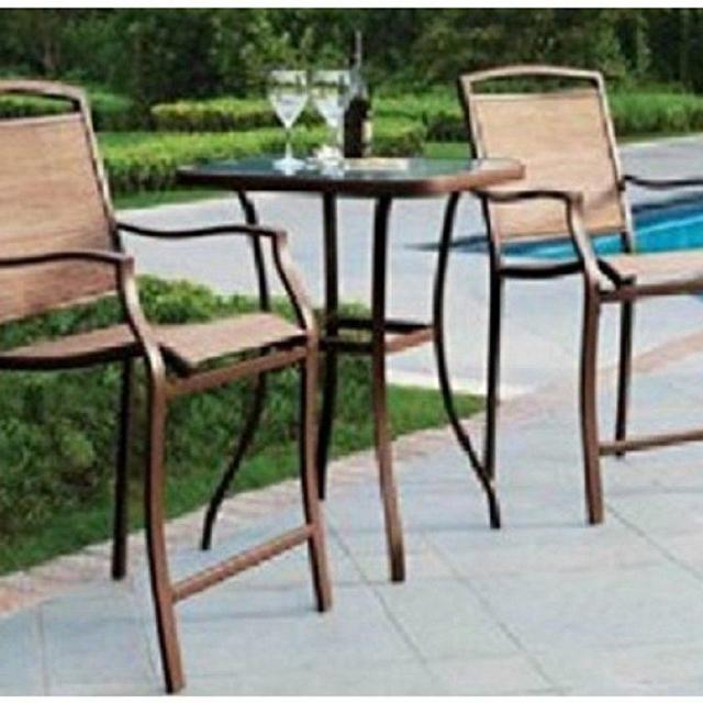 Mainstays Sand Dune 3-Piece Outdoor High Bistro Set, Seats 2 (Tan)