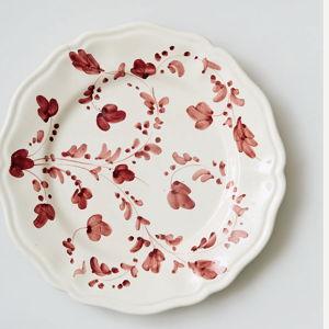 Flora Dinner Plate, Burgundy