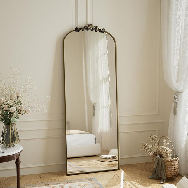 BEAUTYPEAK 56"x21" Arch Mirror Full Length, Traditional Vintage Ornate Baroque Mirror, Hanging or Leaning for Entryway/Bathroom/Fireplace/Bathroom, Bronze