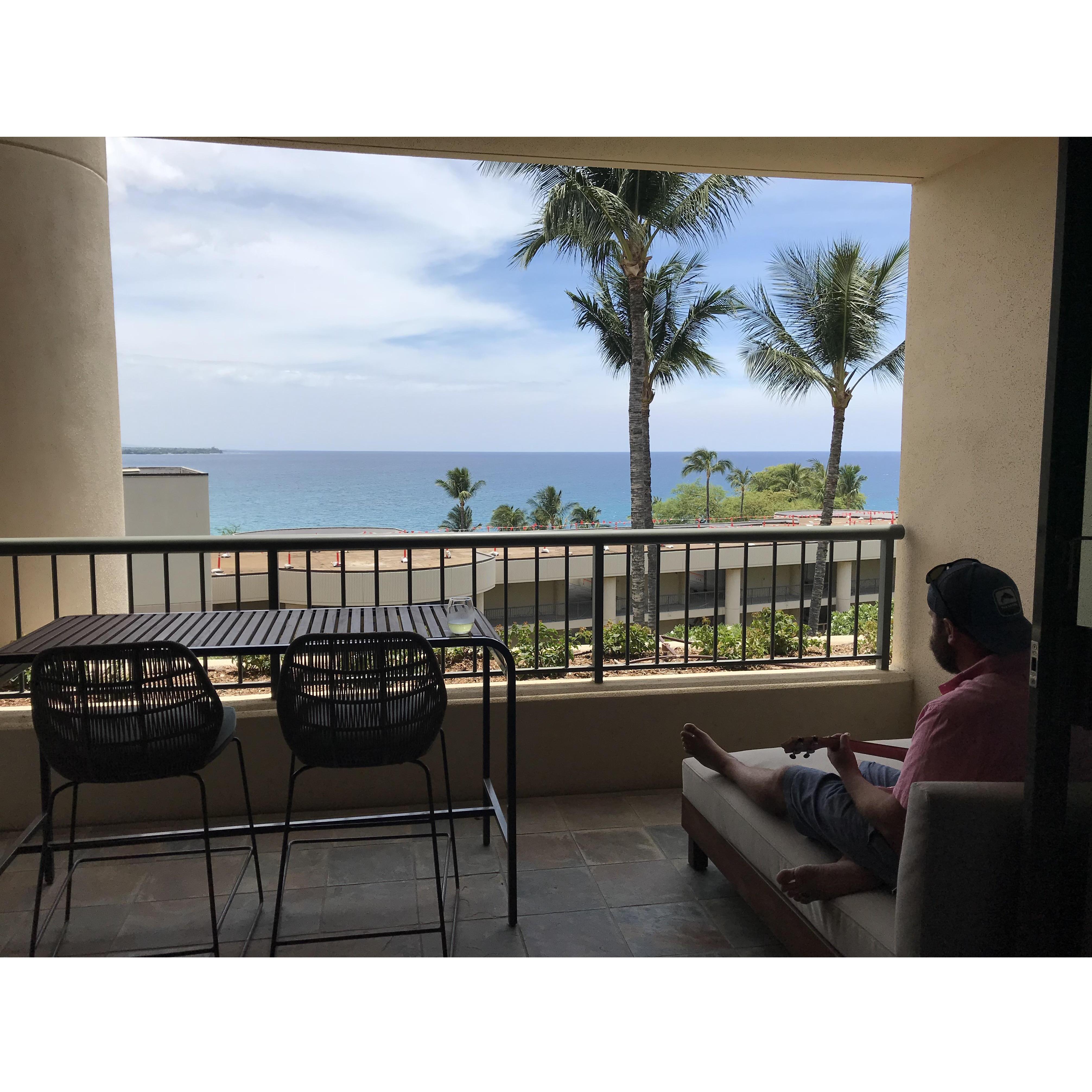 The view from our hotel balcony in Hawaii, right before the proposal. Chase learned "Stand by Me" on the ukele as a part of the proposal!