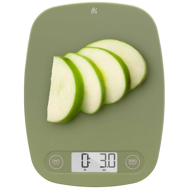 Greater Goods Digital Kitchen Scale - Cooking, Baking, Meal and Food Prep Scale, Weighs in Grams, Pounds and Ounces, Moss Green