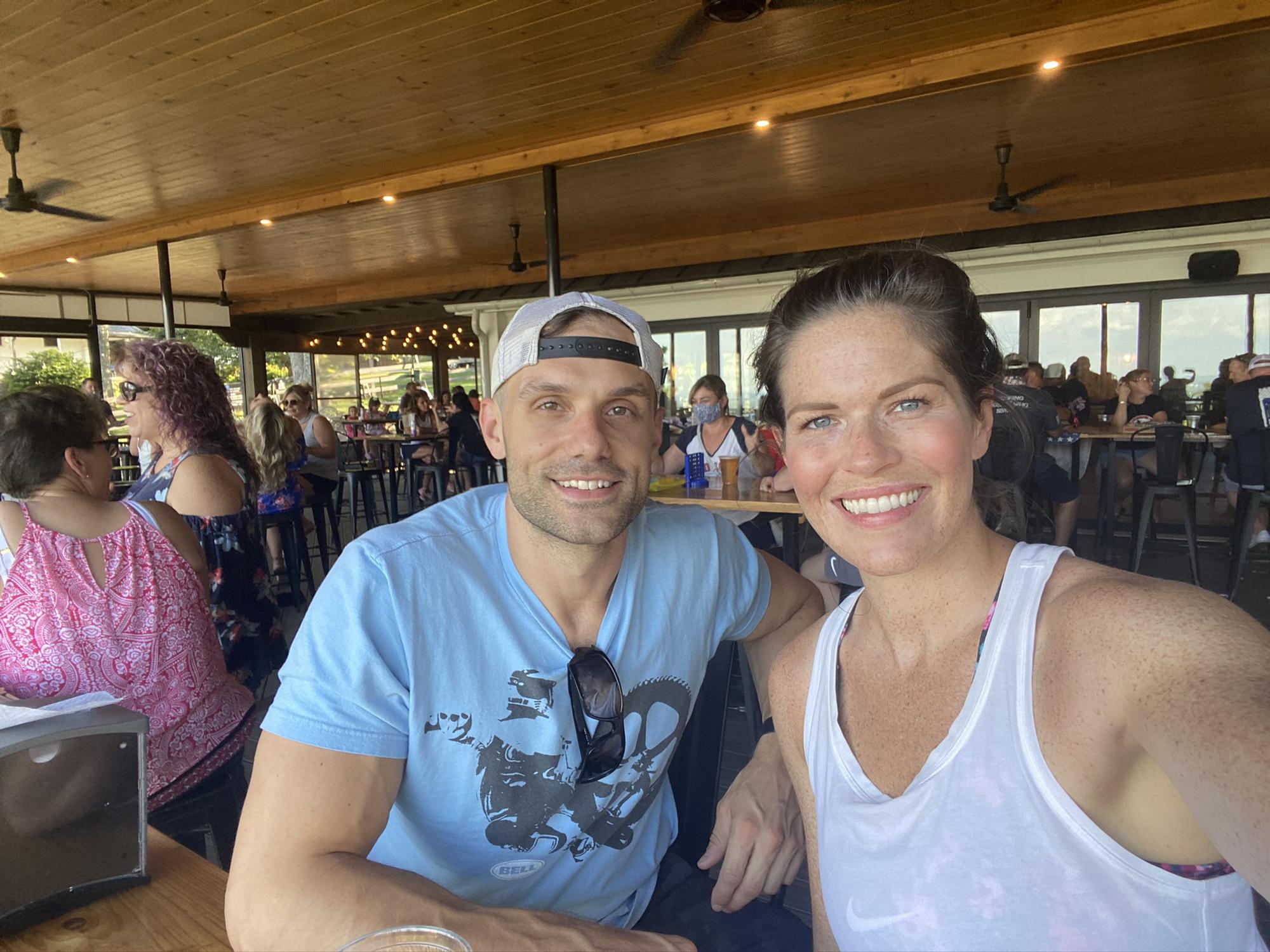 Visiting one of our favorite breweries in northern VA post hike, July 2020.