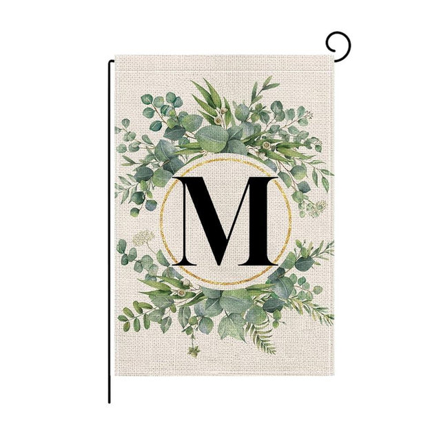 wyooxoo Monogram Letter M Floral Garden Flag 12x18 Inch Double Sided Outside Outdoor Family Last Name Initial Yard Flag (M)