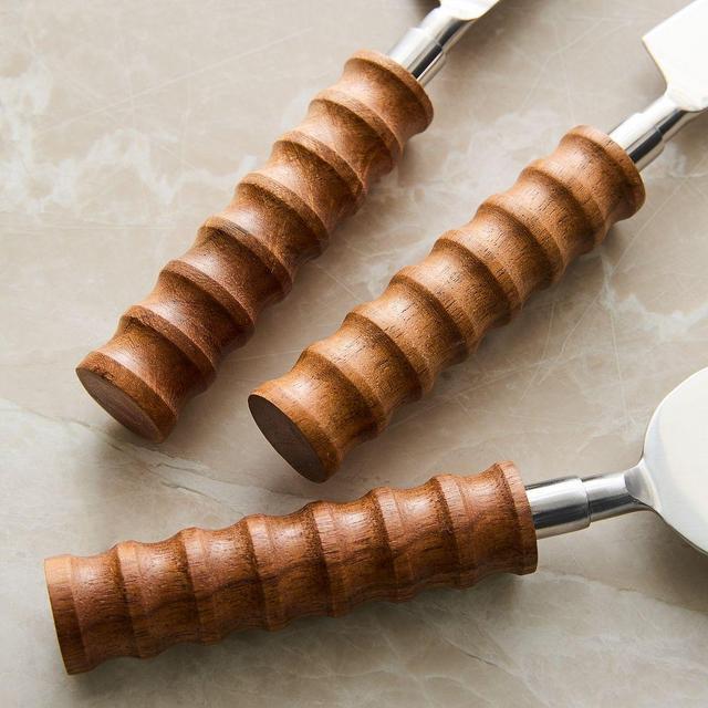 Groove Wood Cheese Knives, Acacia, Set of 3