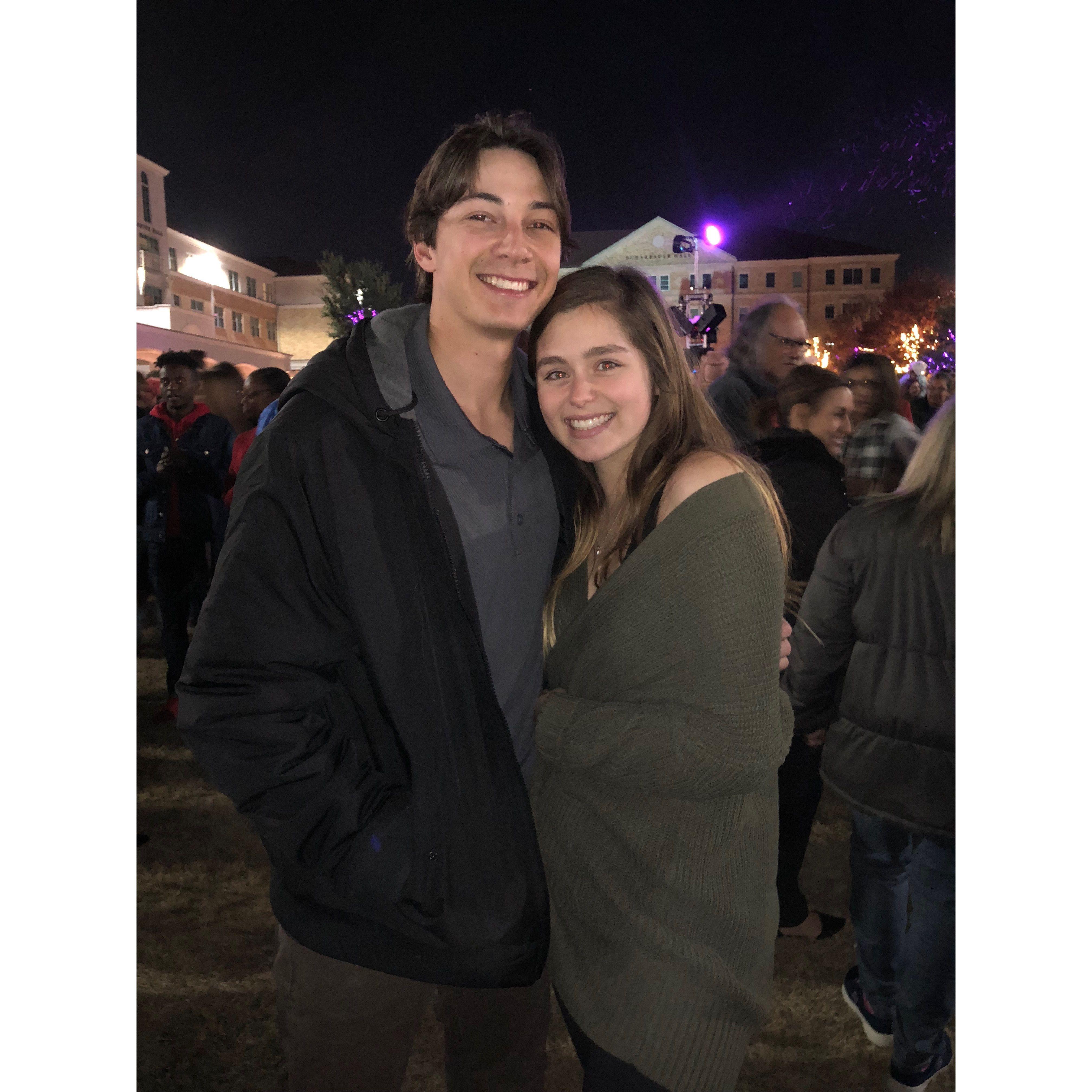 November 2018 - Our first TCU Christmas tree lighting together.