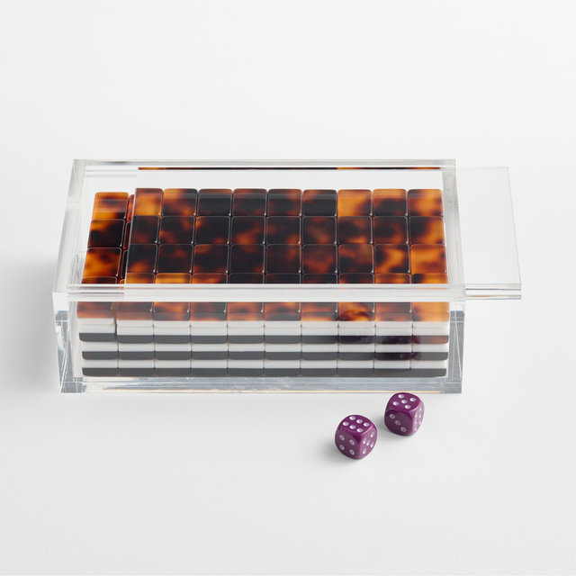 Bam Bird Boutique Tortoise Mahjong Tiles with Lucite Box